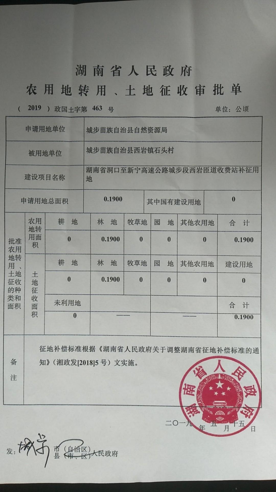 2019年省厅建设用地项目批文